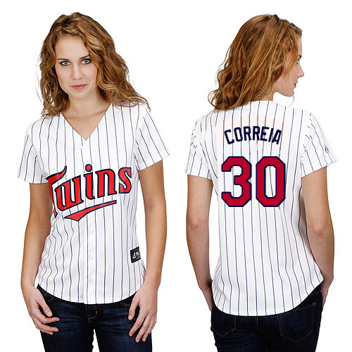 Kevin Correia #30 mlb Jersey-Minnesota Twins Women's Authentic Home White Baseball Jersey
